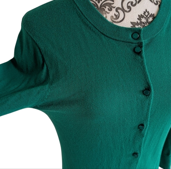 J Crew Clare Cardigan Sweater Green Button Down Cotton Long Sleeve Women  Medium - Picture 6 of 12